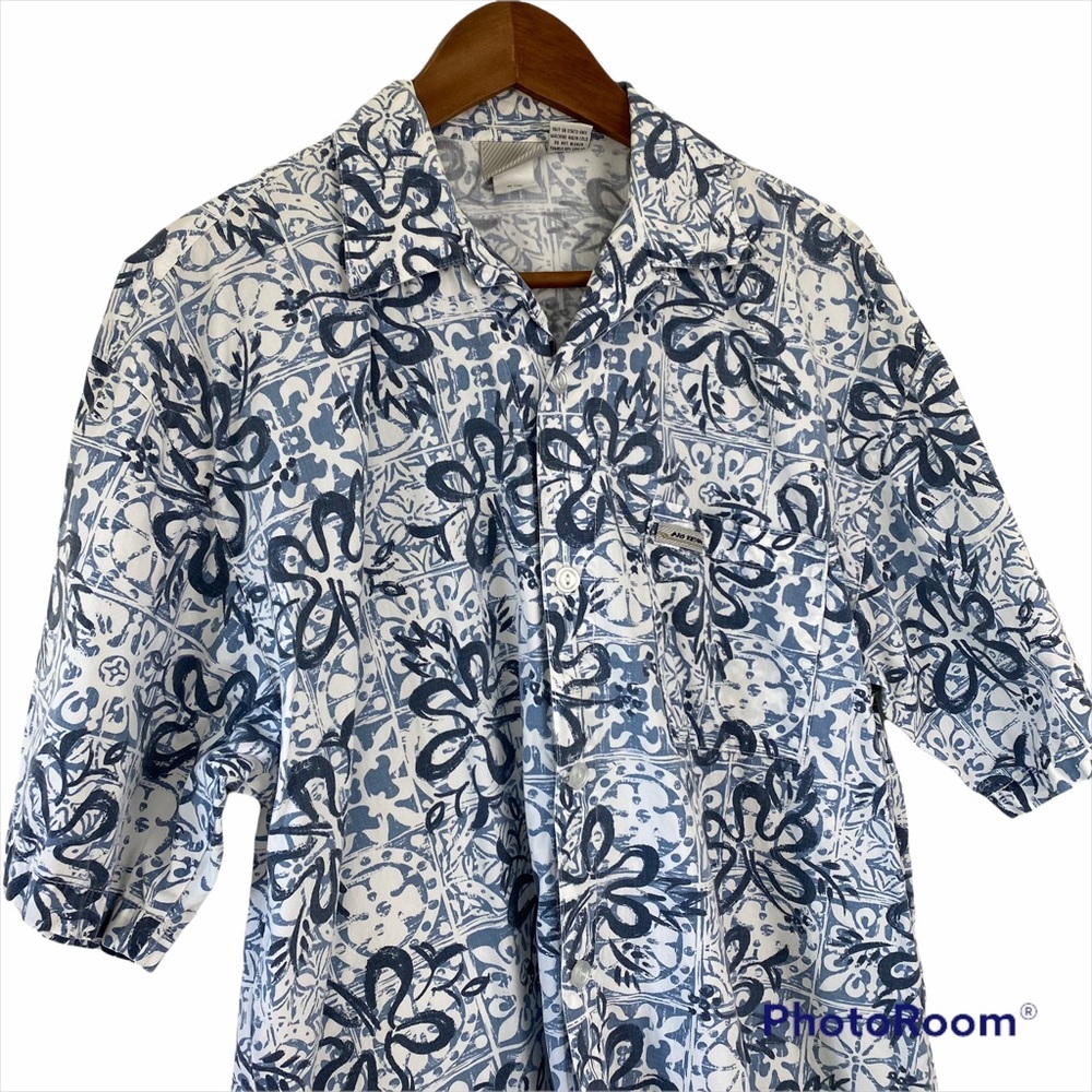 Vintage No Fear Hawaiian Cotton button Shirt Medium Mens Vintage 90s flowers